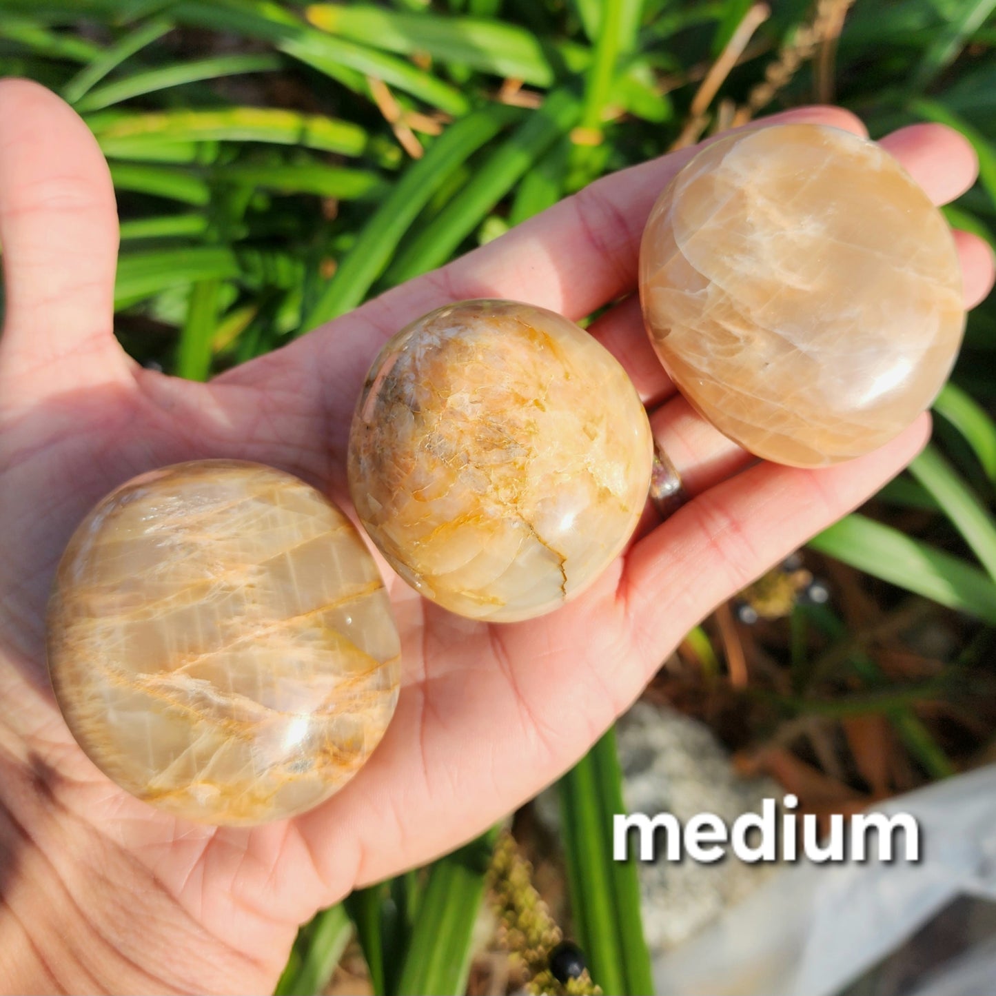 Peach Moonstone Palm Stones