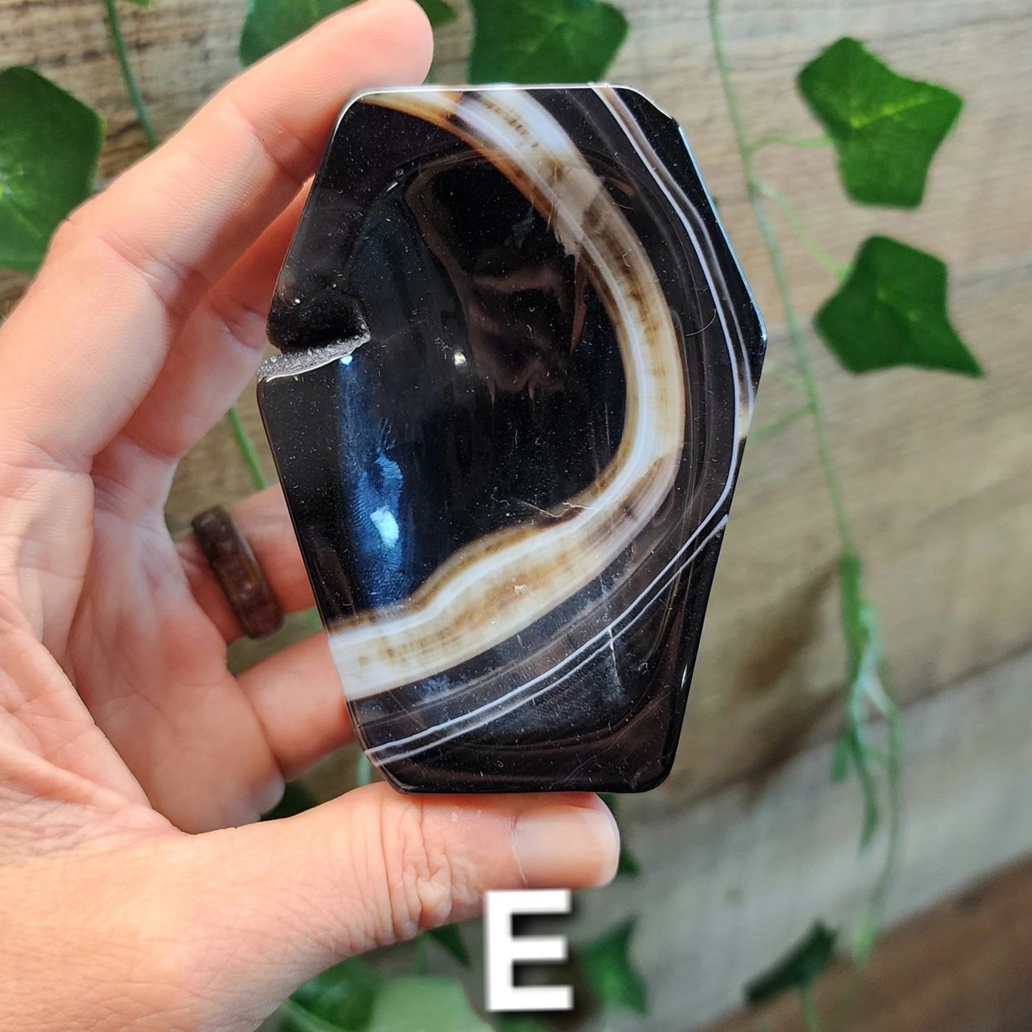 Black Banded Agate Coffin Dishes