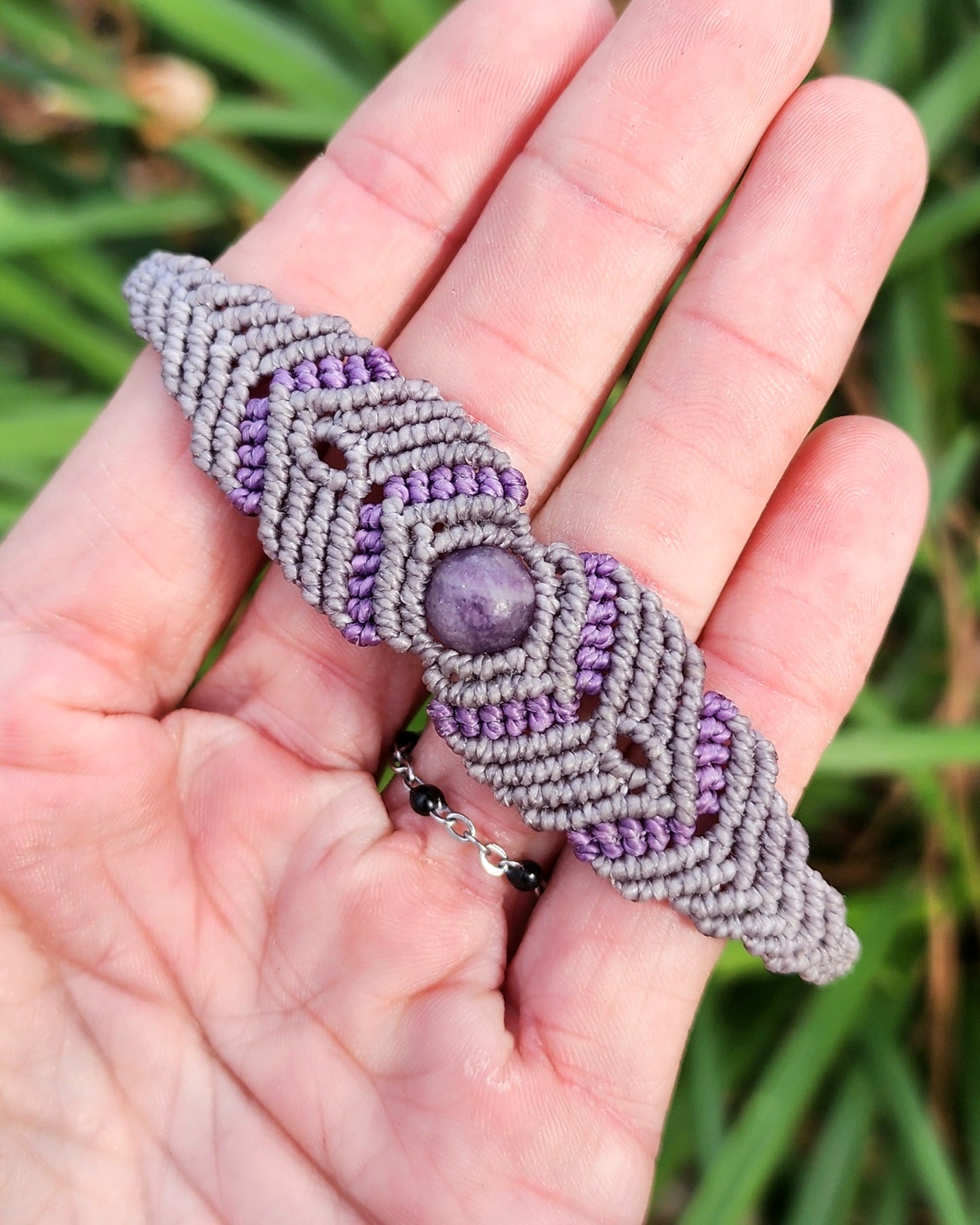 Lepidolite Macrame Small Cuff Bracelet