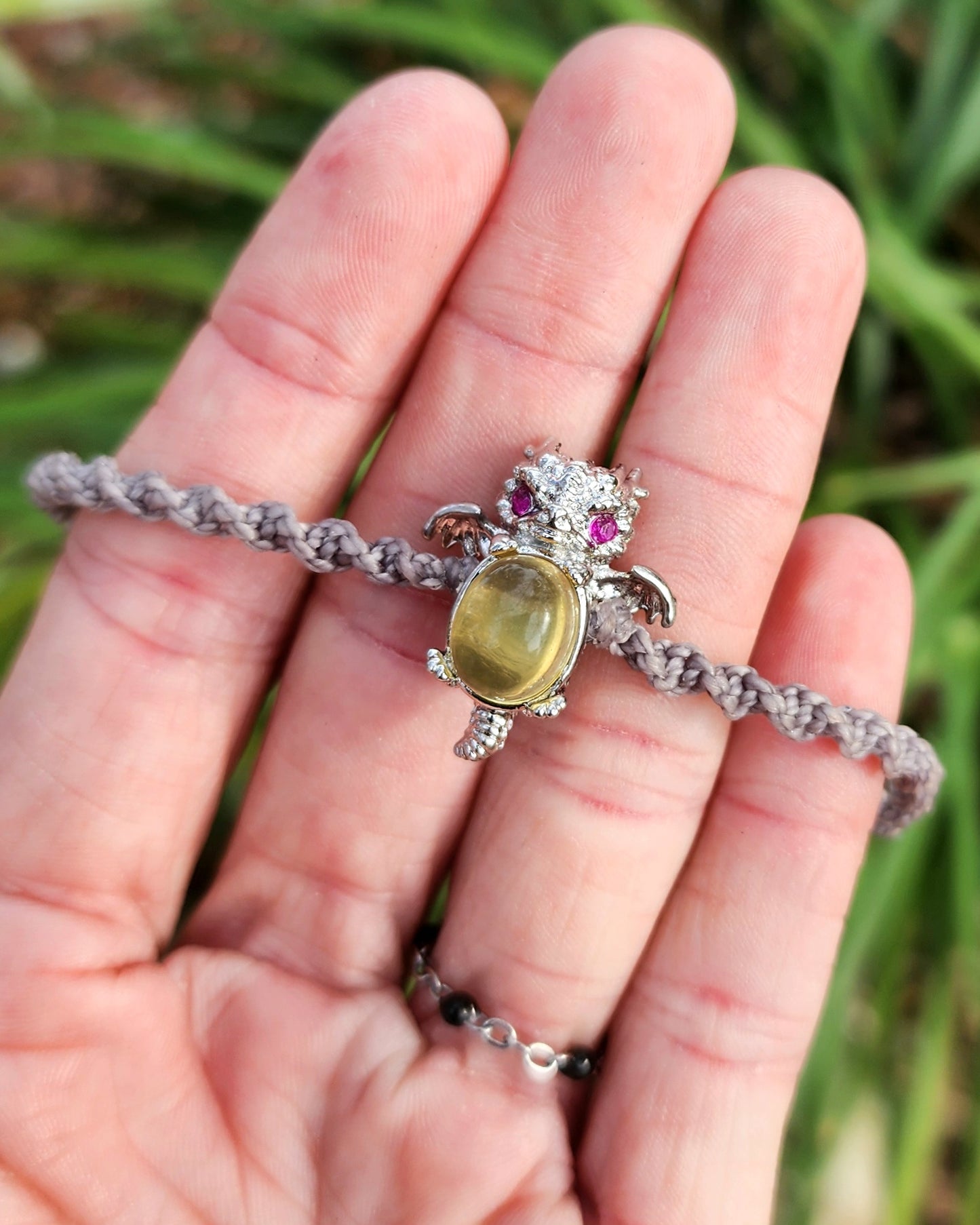 Yellow Fluorite Dragon Macrame Bracelet
