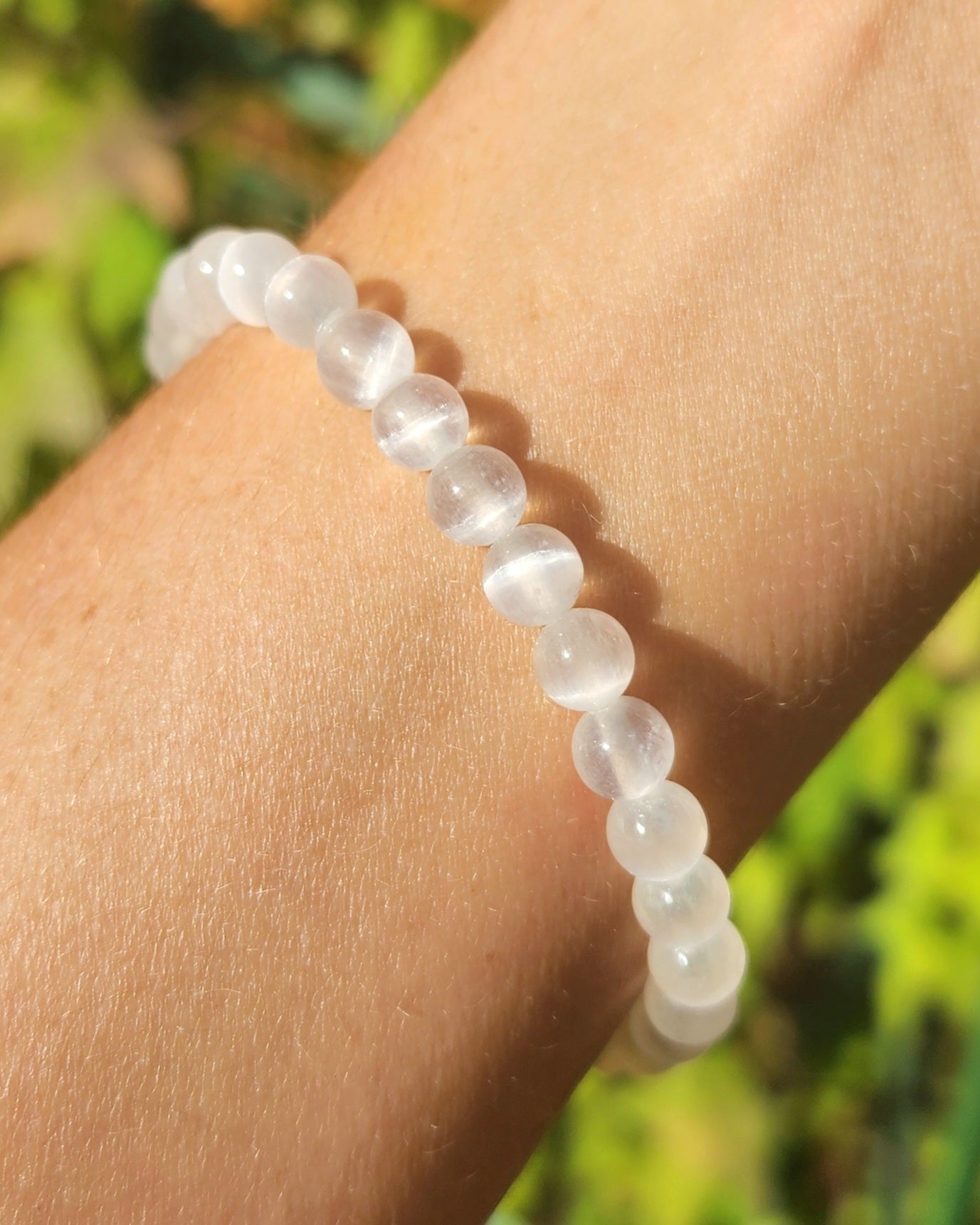 Satin Spar Selenite Stretchy Bracelet