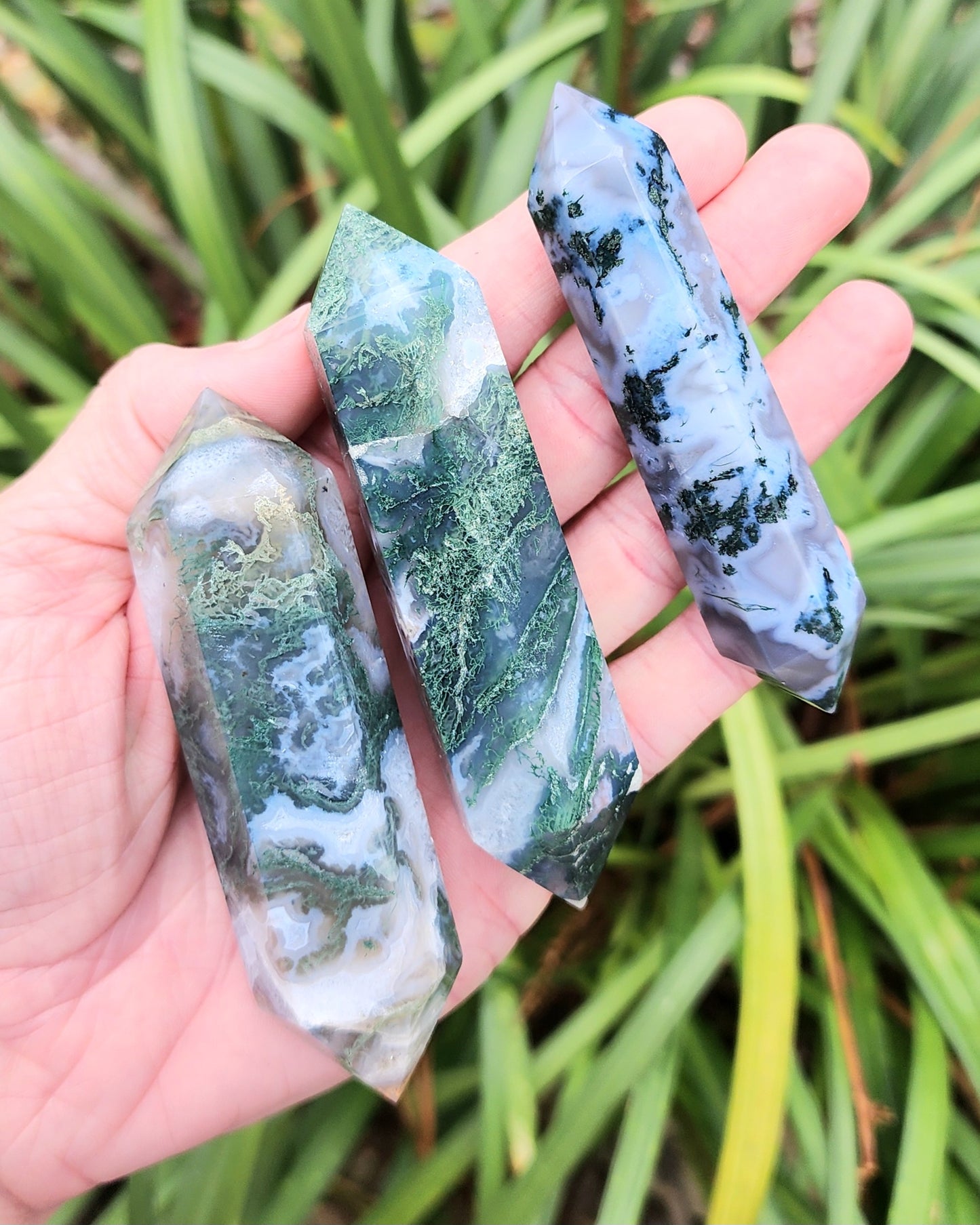 Moss Agate Double Terminated Points