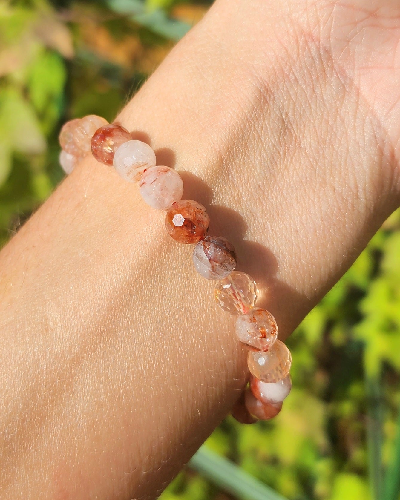 Faceted Fire Quartz Stretchy Bracelet