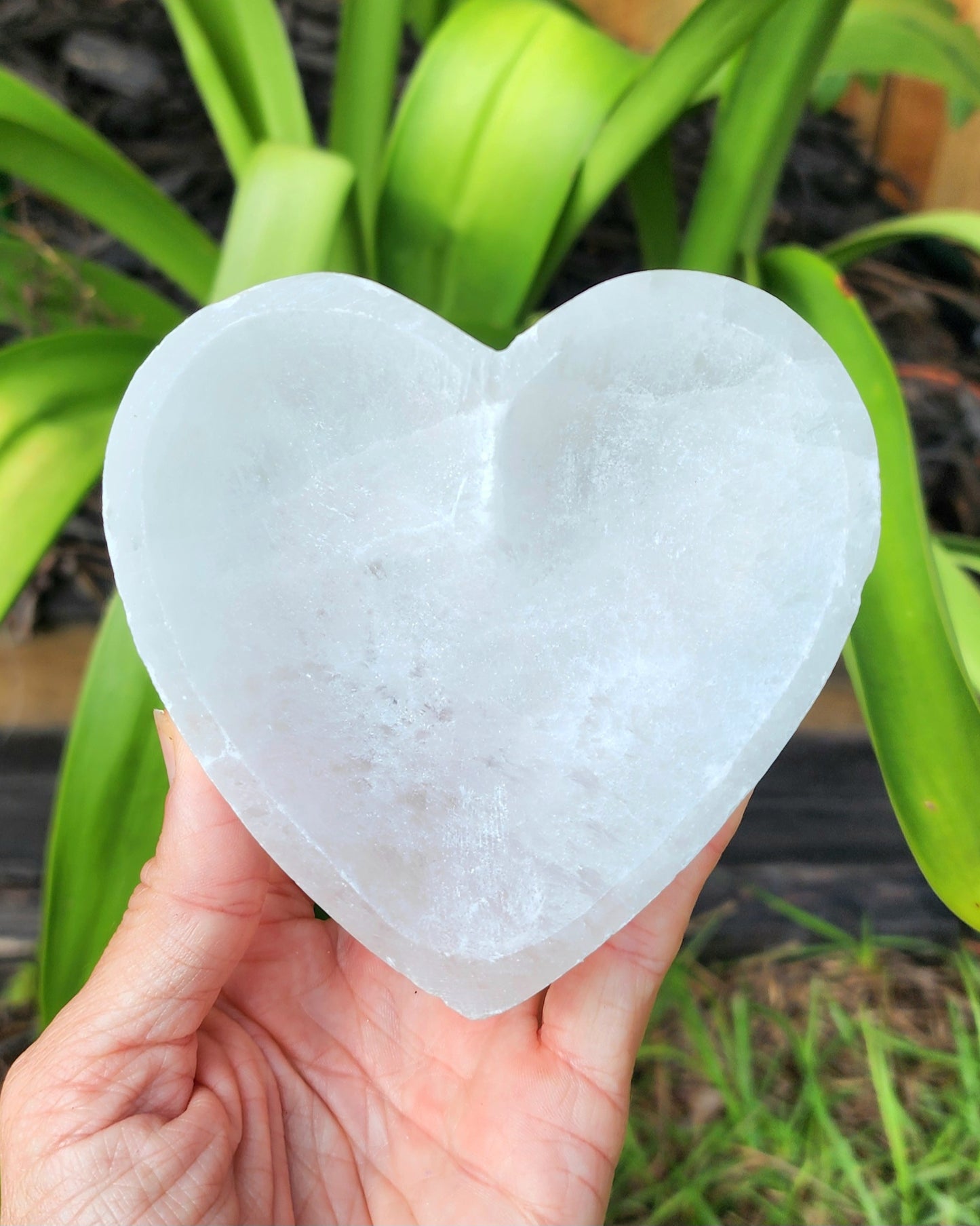 Satin Spar Selenite Heart Cleansing Bowl