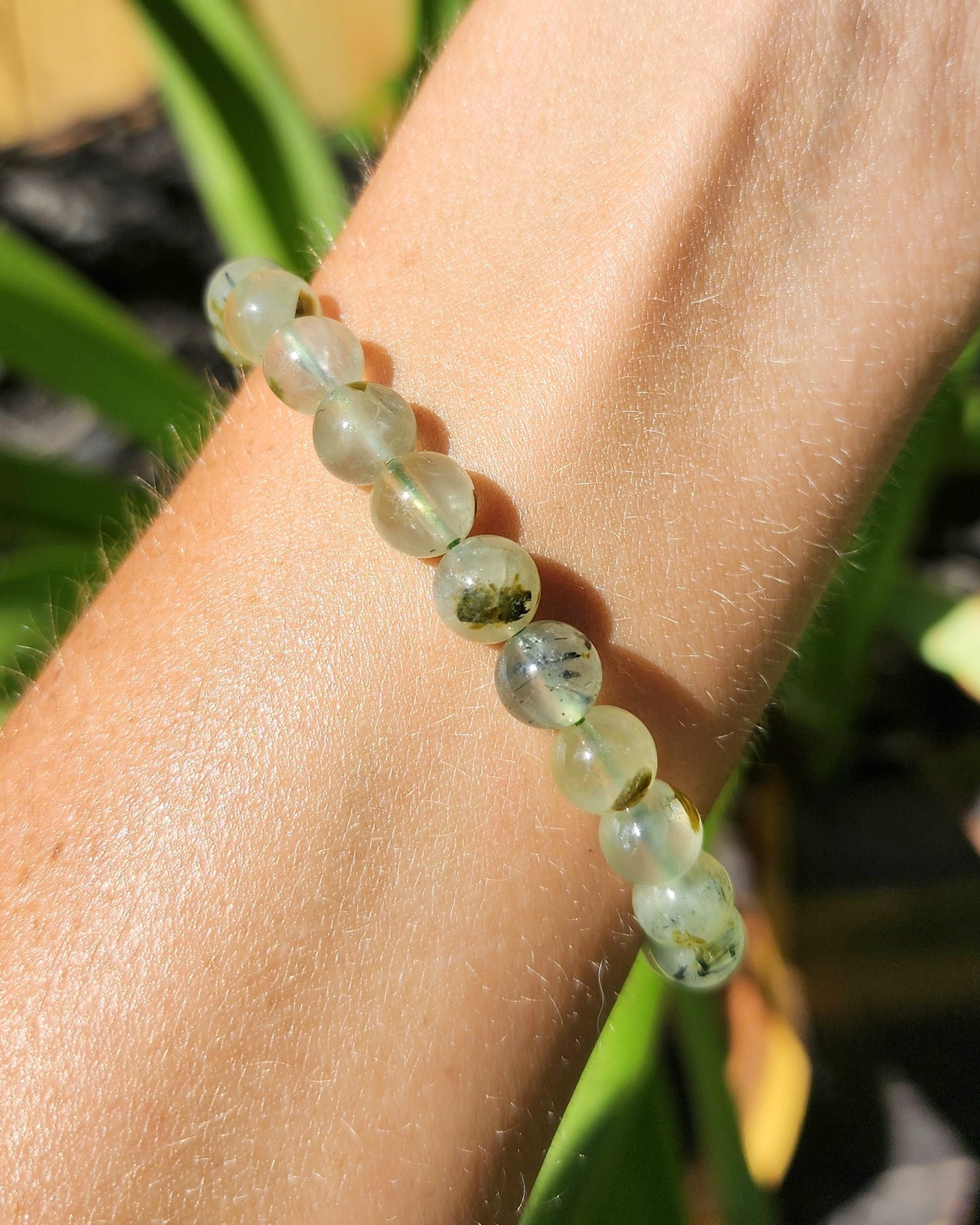 Prehnite with Epidote Stretchy Bracelet