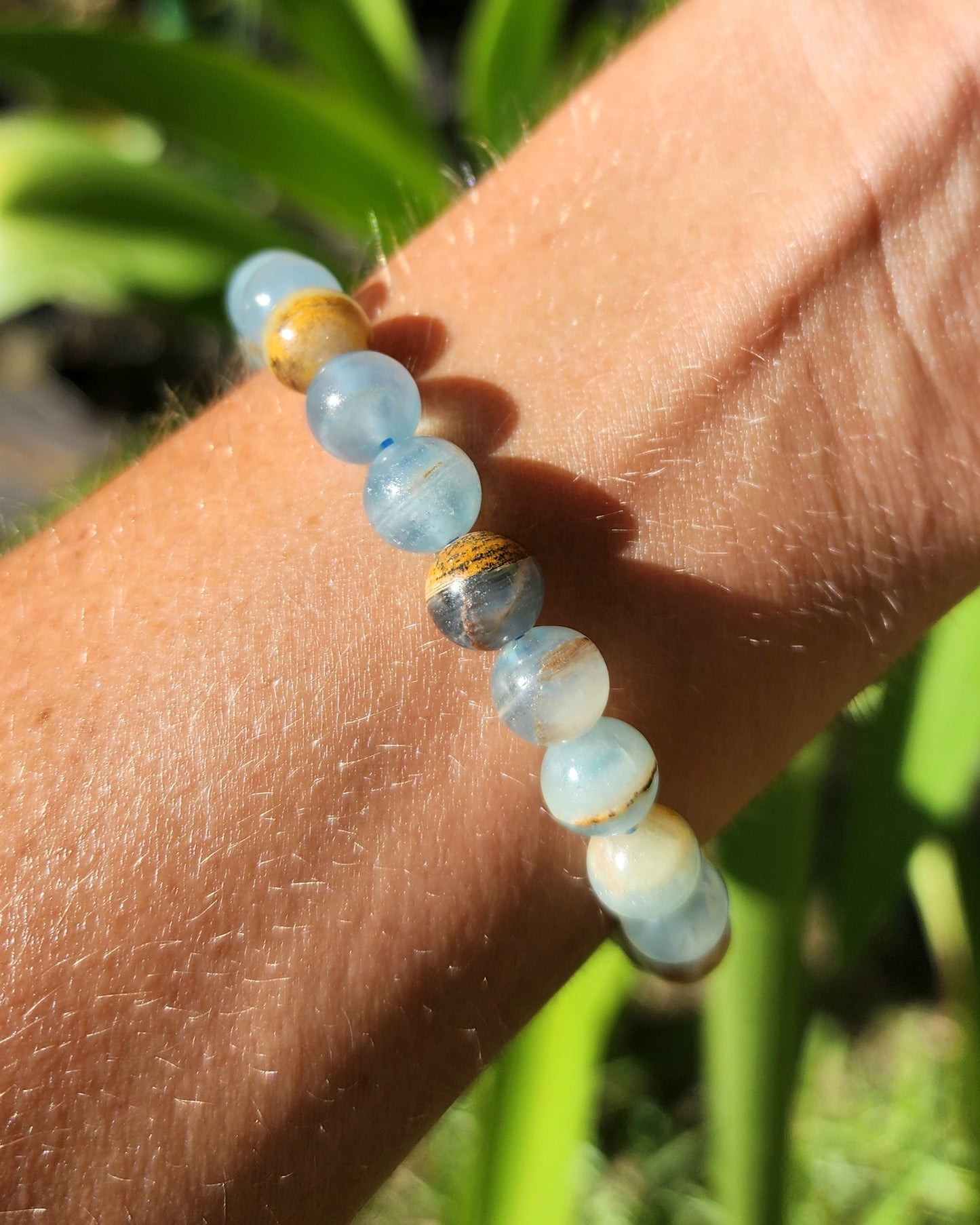 Aquatine Lemurian Calcite Stretchy Bracelet