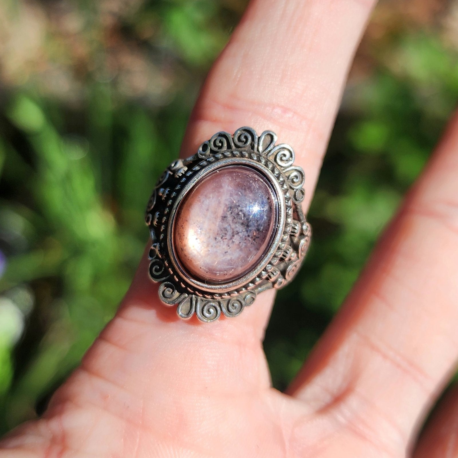 Gem Lepidolite Adjustable Ring