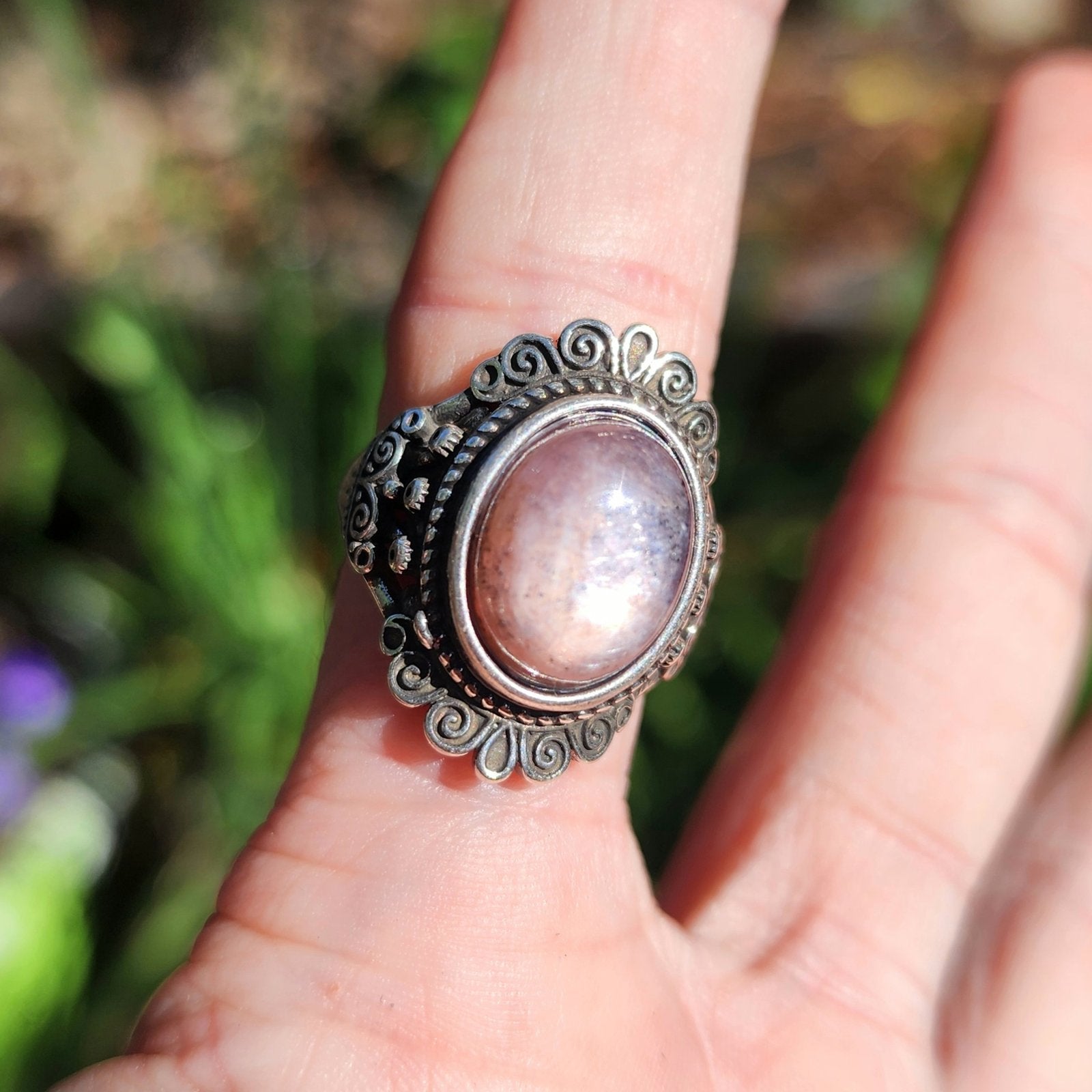 Gem Lepidolite Adjustable Ring