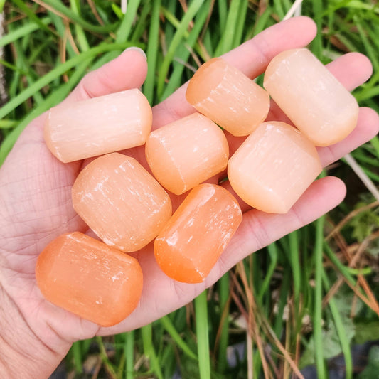 Peach Satin Spar Selenite Tumble