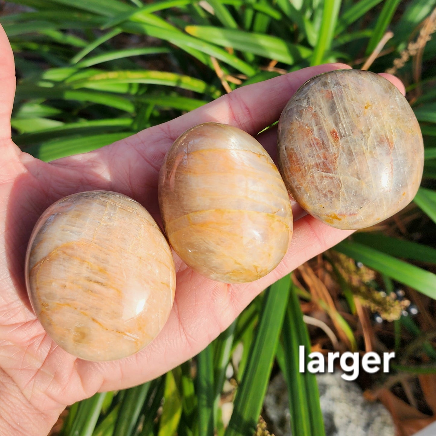 Peach Moonstone Palm Stones