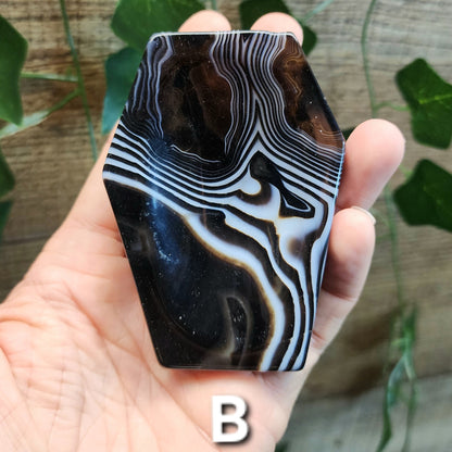 Black Banded Agate Coffin Dishes