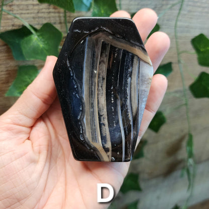 Black Banded Agate Coffin Dishes