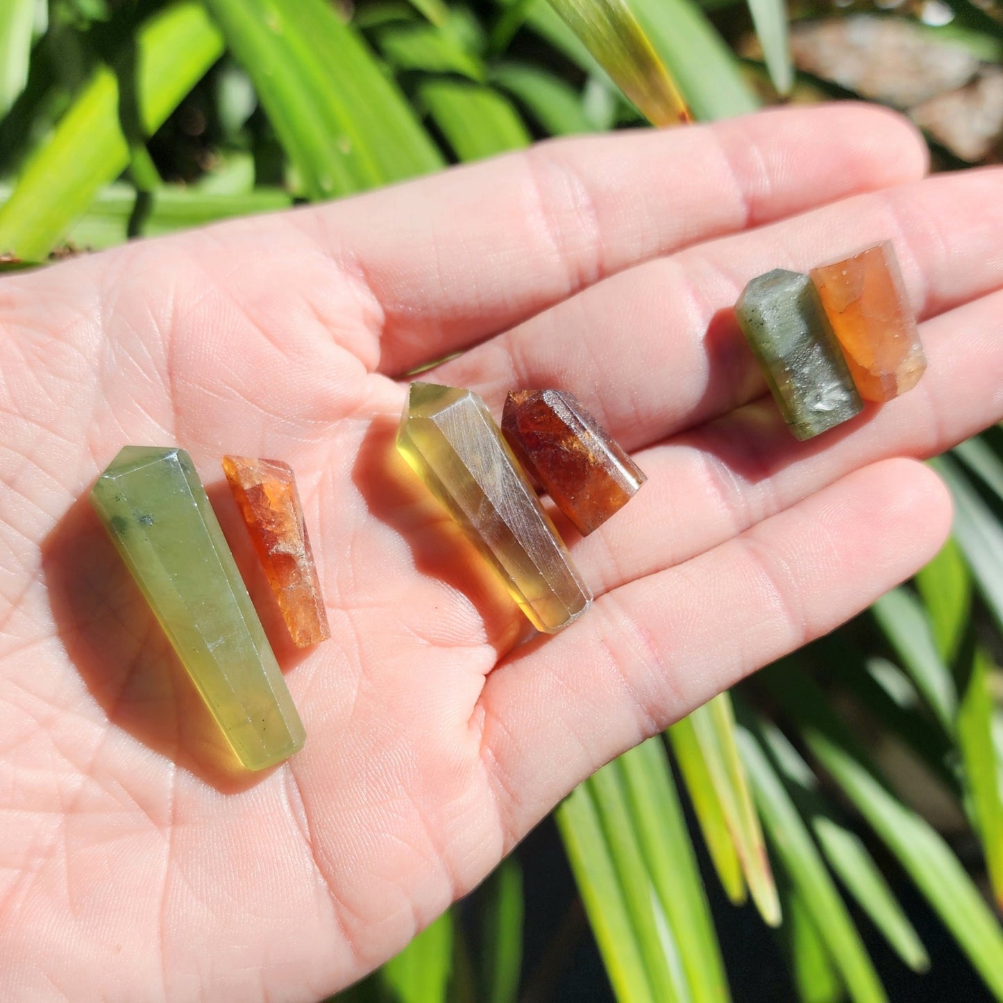 Spessartine & Grossular Garnet Pair (Orange & Green)