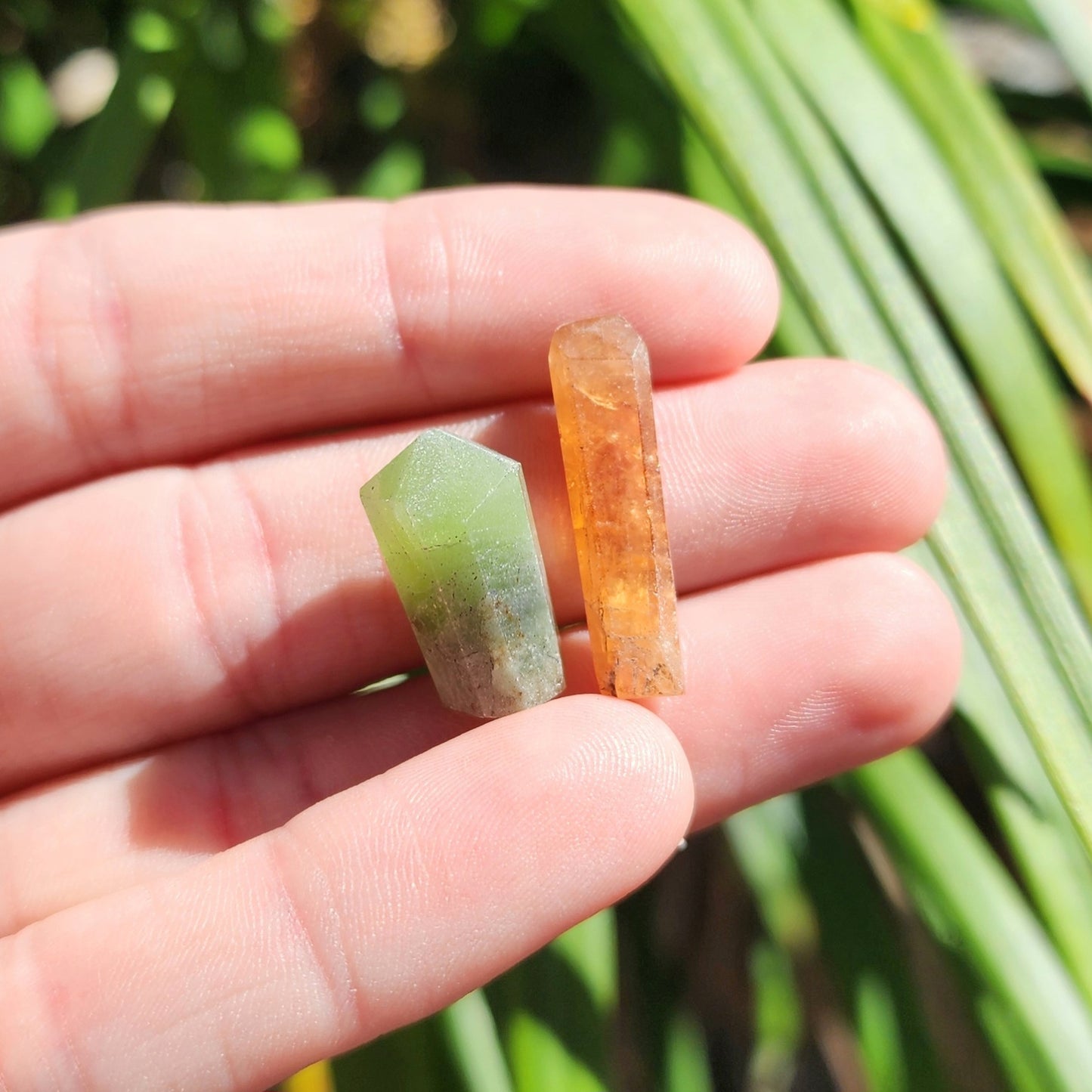 Spessartine & Grossular Garnet Pair (Orange & Green)