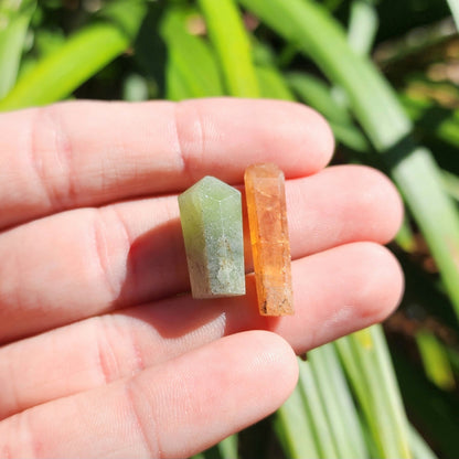 Spessartine & Grossular Garnet Pair (Orange & Green)