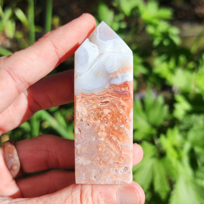 Pink Cotton Candy Agate Obelisk