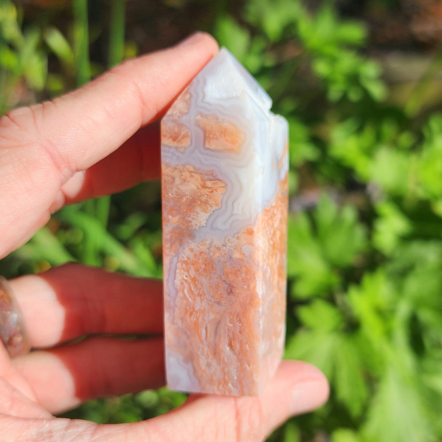 Pink Cotton Candy Agate Obelisk