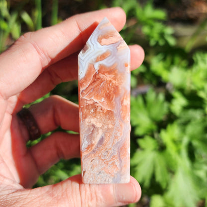 Pink Cotton Candy Agate Obelisk