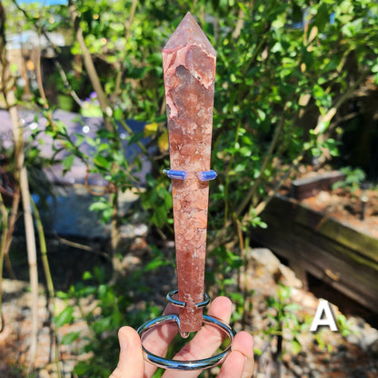 Pink Cotton Candy Agate Wand on Stand