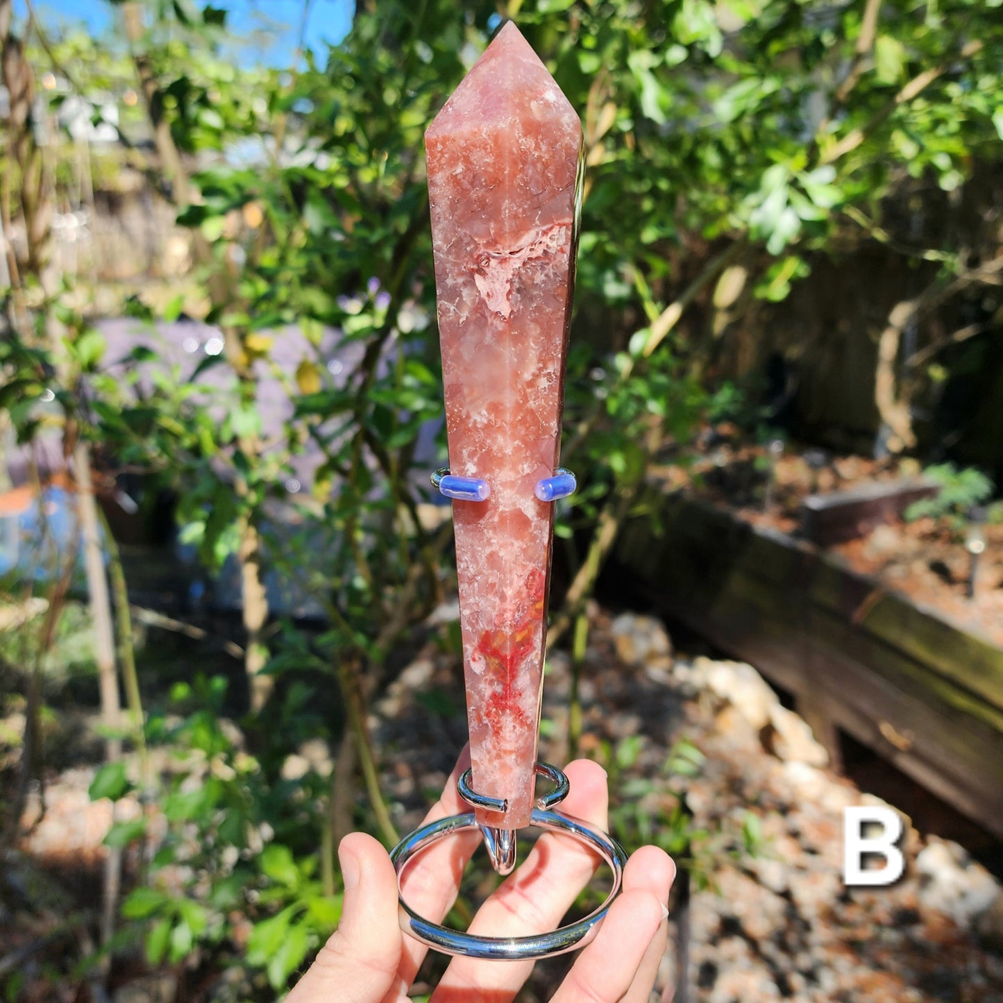 Pink Cotton Candy Agate Wand on Stand