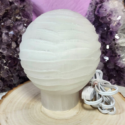 Satin Spar Selenite Sphere Lamp