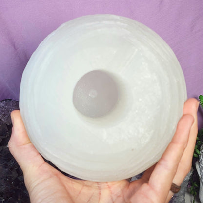 Satin Spar Selenite Sphere Lamp