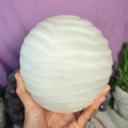 Satin Spar Selenite Sphere Lamp