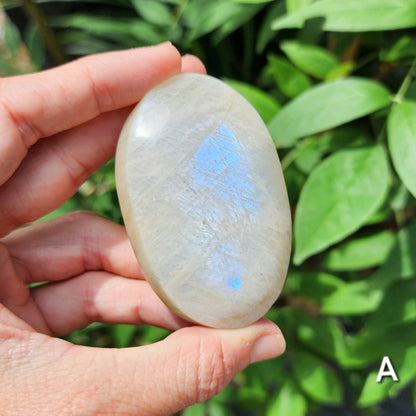 High Quality Rainbow Moonstone Palm Stone