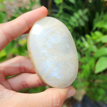 High Quality Rainbow Moonstone Palm Stone