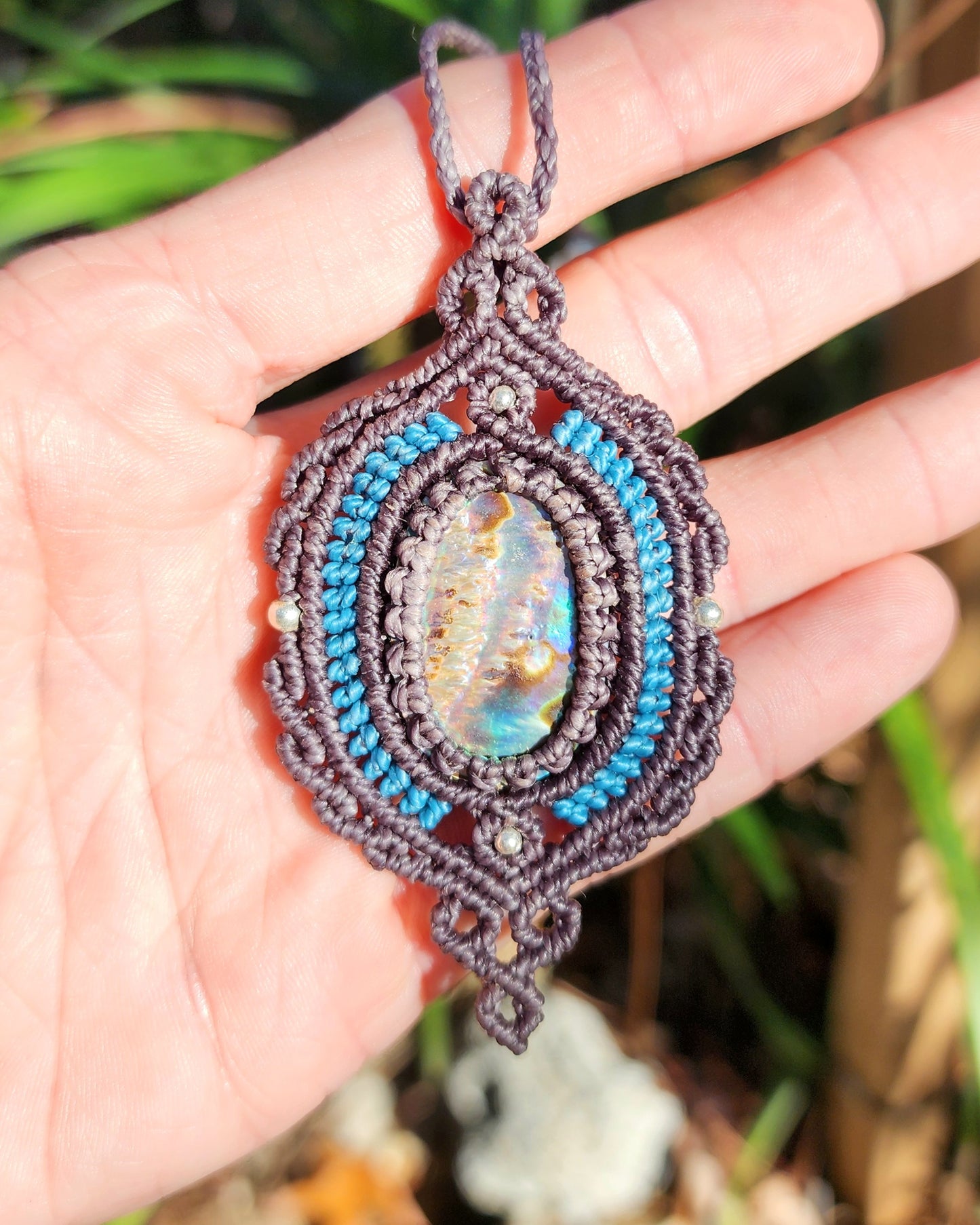 Abalone Shell Macrame Necklace