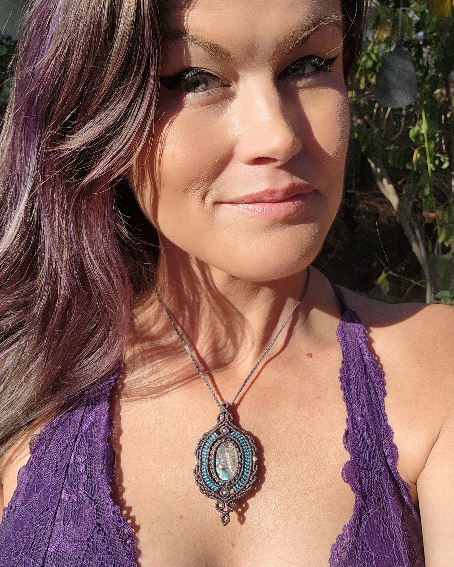 Abalone Shell Macrame Necklace