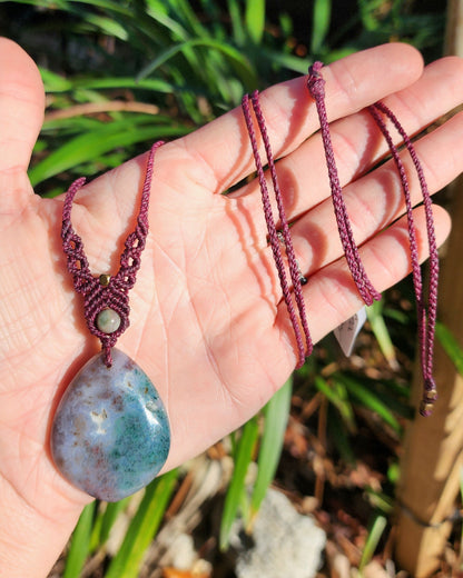 Sea Jasper Macrame Necklace
