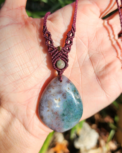 Sea Jasper Macrame Necklace