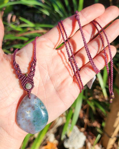 Sea Jasper Macrame Necklace