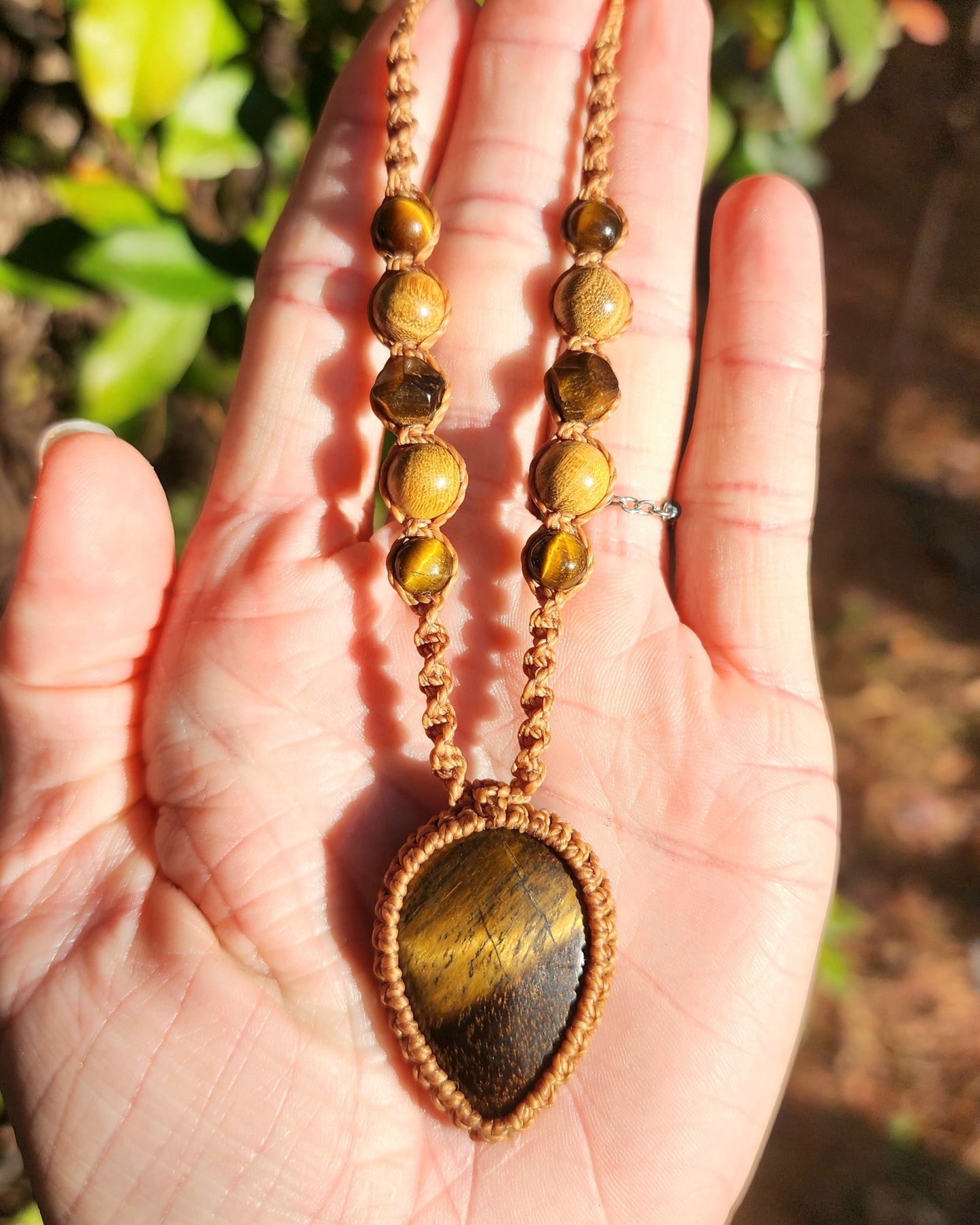 Tiger Eye Macrame Necklace