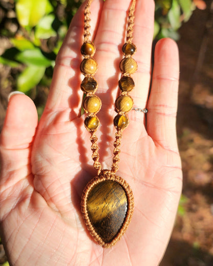 Tiger Eye Macrame Necklace