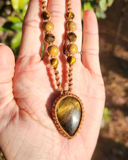 Tiger Eye Macrame Necklace
