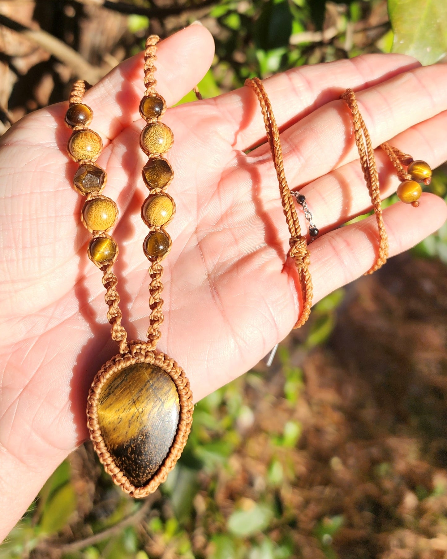 Tiger Eye Macrame Necklace