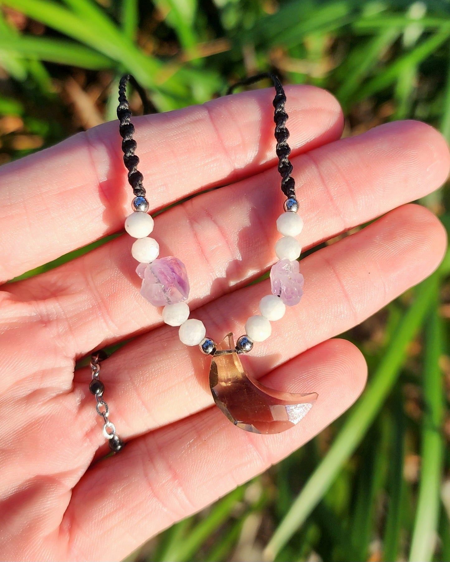 Dainty Moon Macrame Necklace