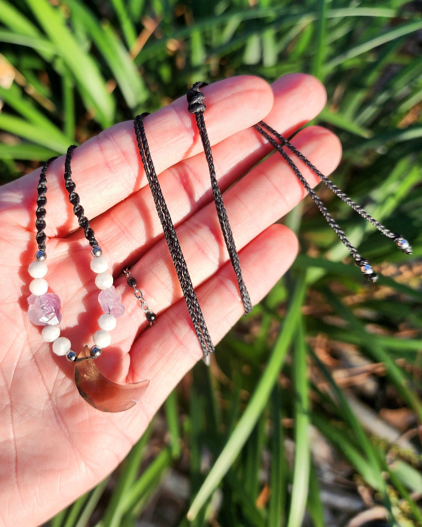 Dainty Moon Macrame Necklace