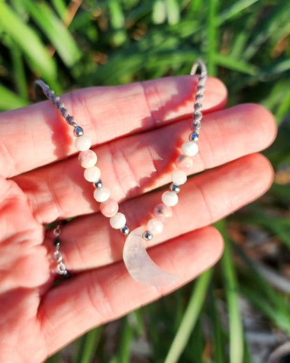 Dainty Moon Macrame Necklace