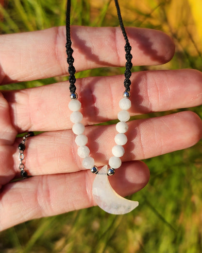 Dainty Moon Macrame Necklace