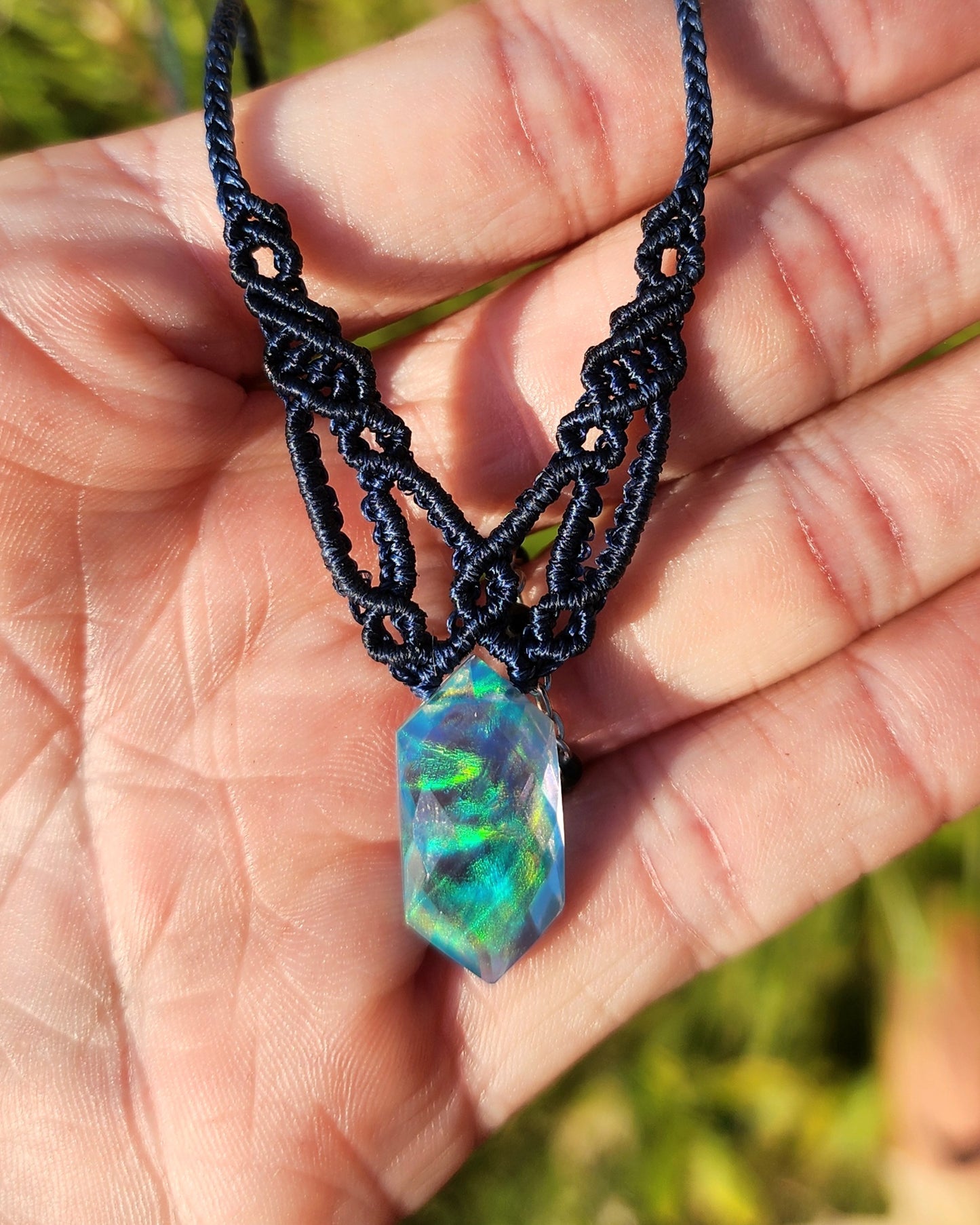 Aurora Opal Macrame Necklace