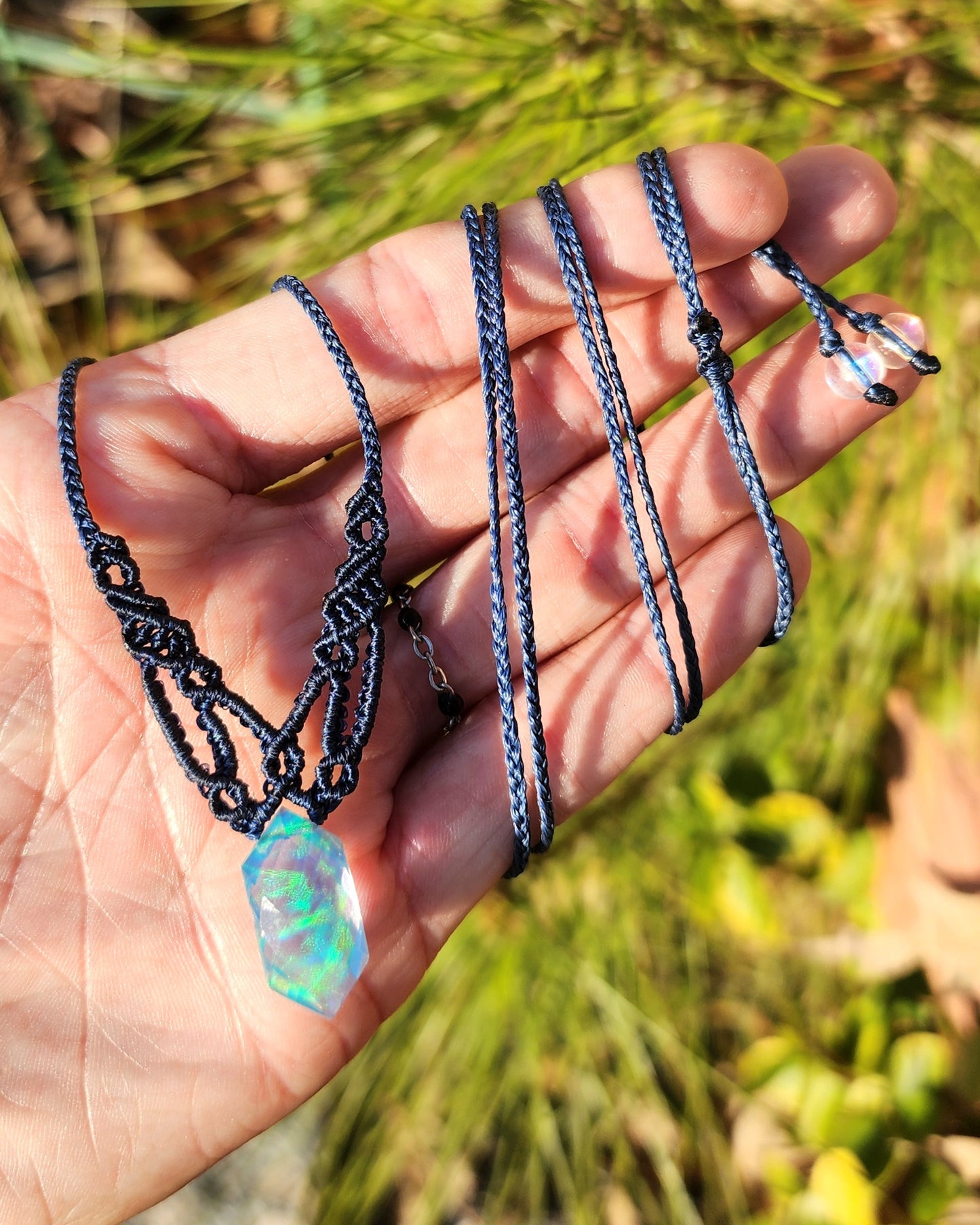 Aurora Opal Macrame Necklace