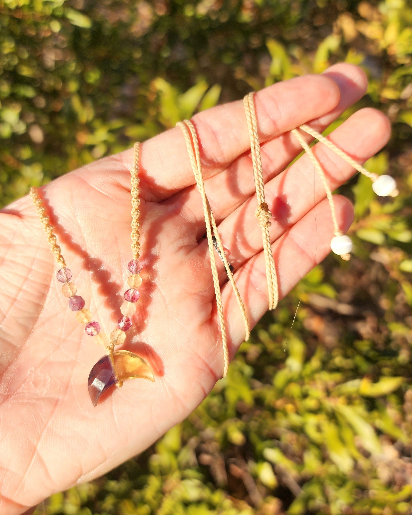 Dainty Moon Macrame Necklace