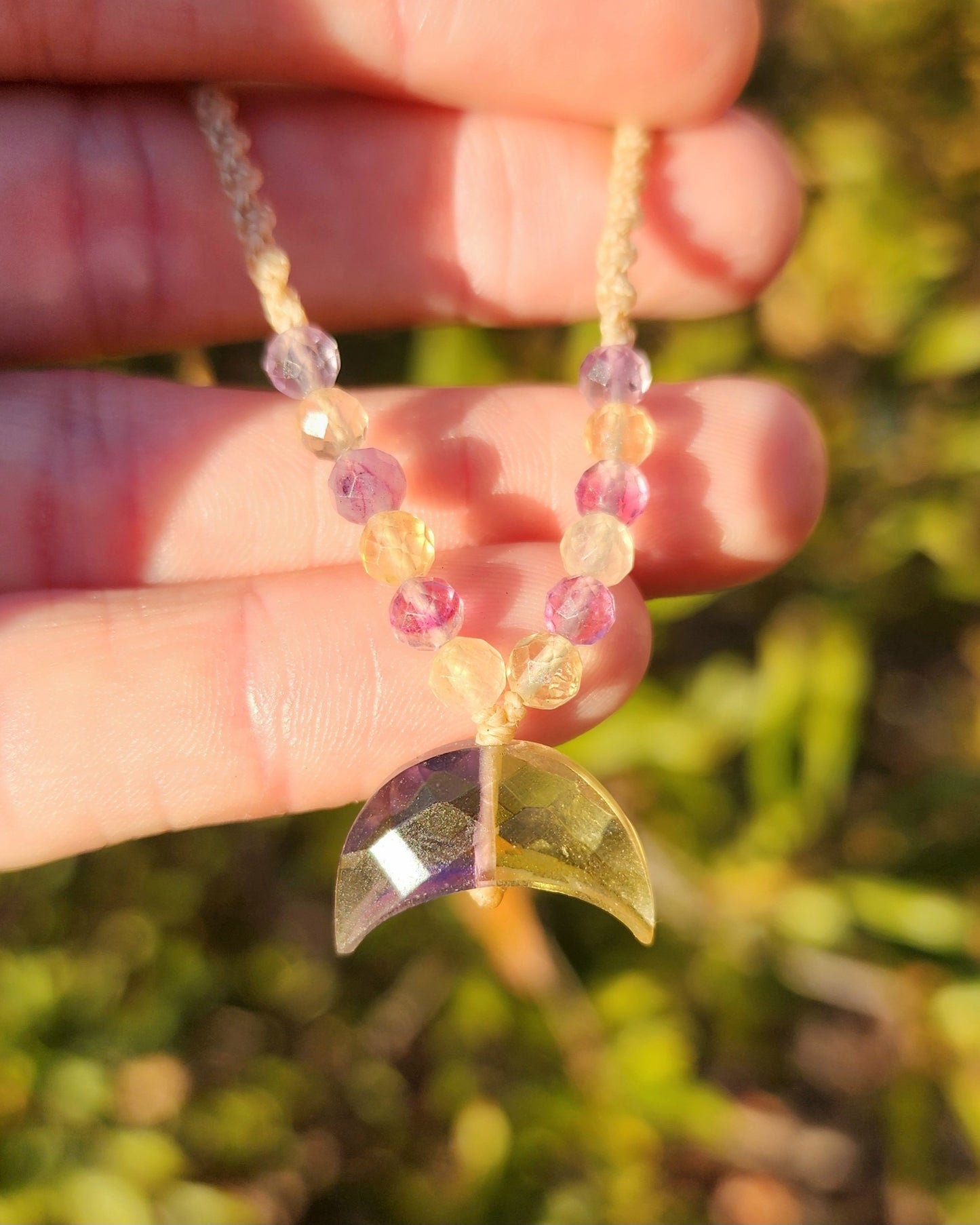 Dainty Moon Macrame Necklace