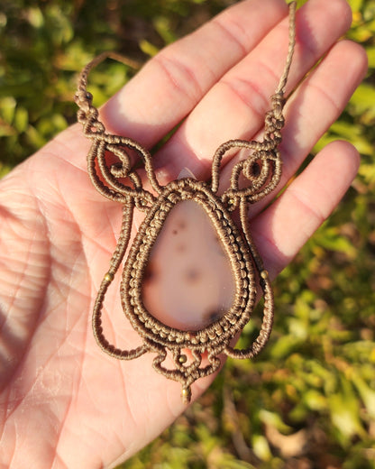 Dendritic Agate Macrame Necklace