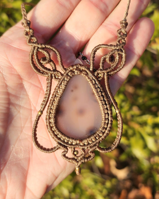 Dendritic Agate Macrame Necklace