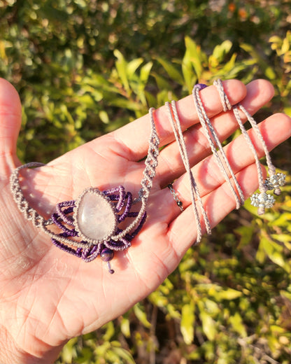 Clear Quartz Lotus Macrame Adornment