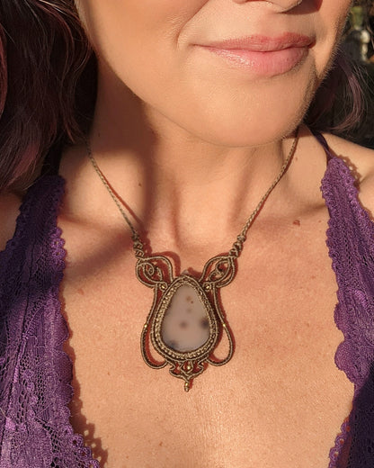 Dendritic Agate Macrame Necklace